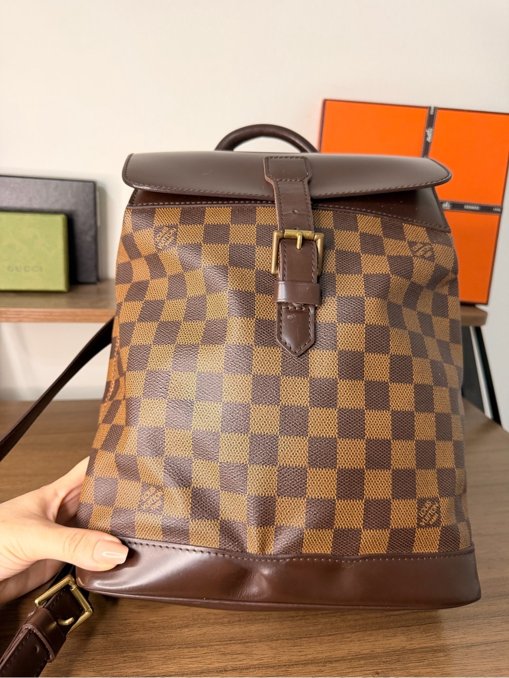 AUTHENTIC - Louis Vuitton Damier Ebene Soho Backback - Picture 10 of 15